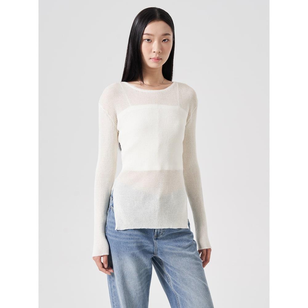 8Seconds See-Through Long Sleeve Knit White White/L