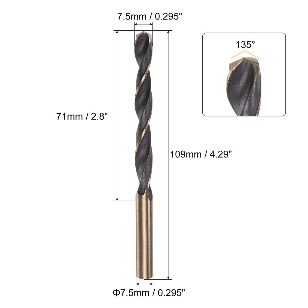 2pcs High Speed Steel Twist Jobber Drill Bit 7/8/9/10/11/12/13mm Titanium Nitride Coated M2 for Handheld Drills Drilling Machine