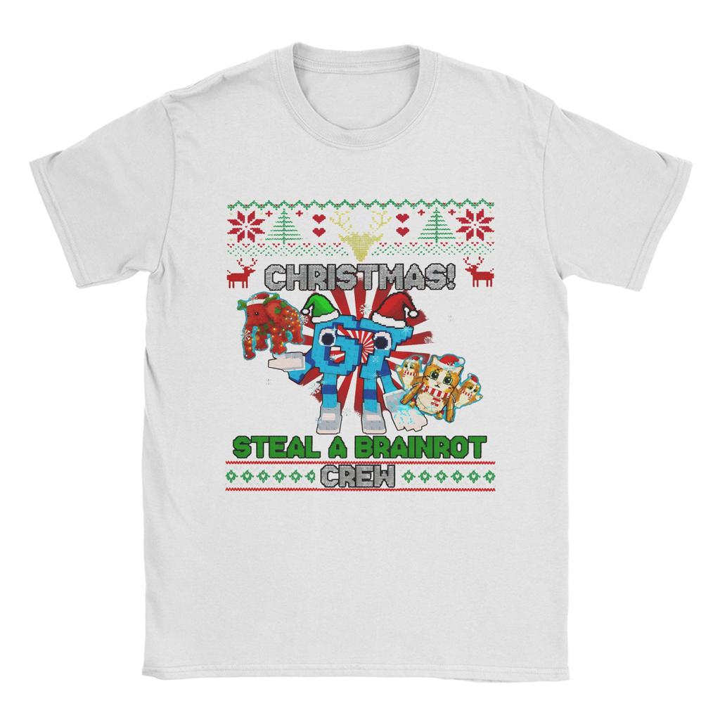Men TShirts Funny With Elephant And Meowl Steal A Brainrot Christmas Crew Awesome 100 Cotton Tee Shirt Round Collar Tops Gift