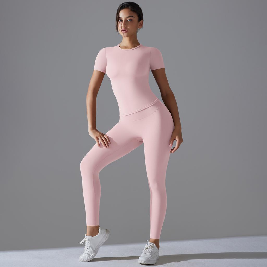 New T-shirt, Quick Drying Yoga Suit, Short Sleeved Slim Fit Fitness Top, Cover Up Shirt, Outdoor Running Sports Suit, Women's