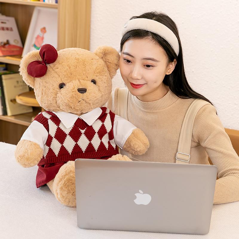 Student Couple Bear Plush Toy Wedding Room Press Doll Confession Bear Ornament Qixi Festival Gift