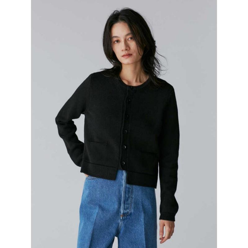 Longmei Women's Wool Cropped Cardigan, Round Neck, Long Sleeve, Simple Style for Autumn/Winter 2026