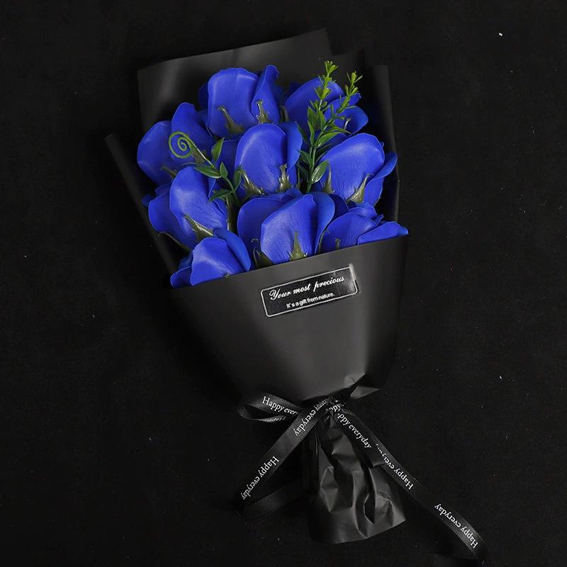 Cross-Border 9-Rose Soap Flower Bouquet with Graduation Teddy Bear - Creative Valentine's Day Gift