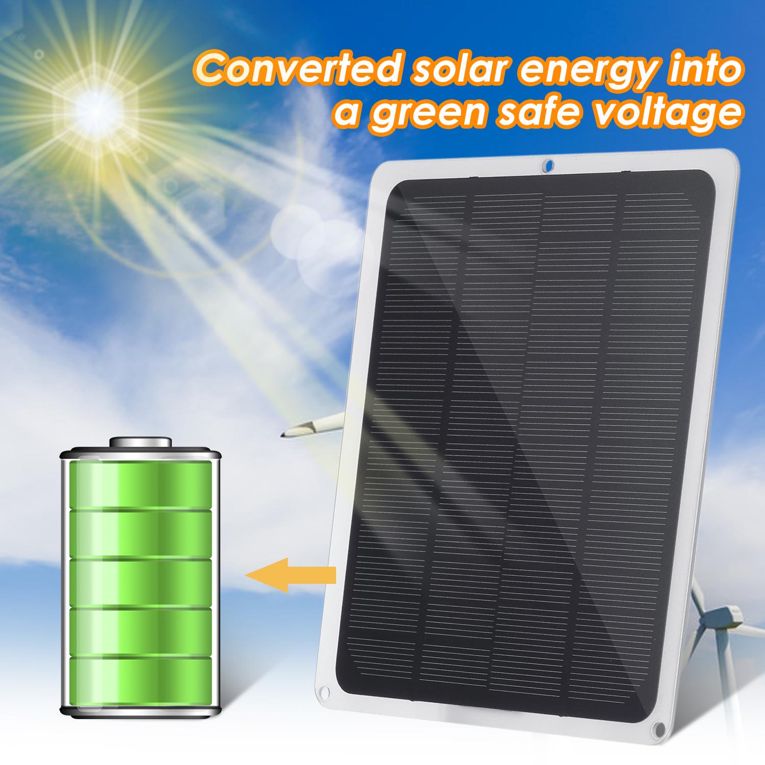 

DC12V 10W Solar Panel with USB Port Car Chargers Charge for 12V Battery Portable Completed Accessories for Outdoor чёрный