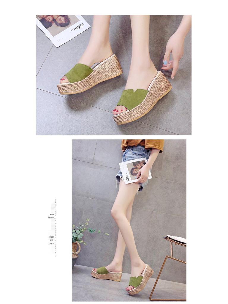 Women's 2019 Korean-Style Summer Platform Wedge Sandals - Thick Sole One-Strap Slippers