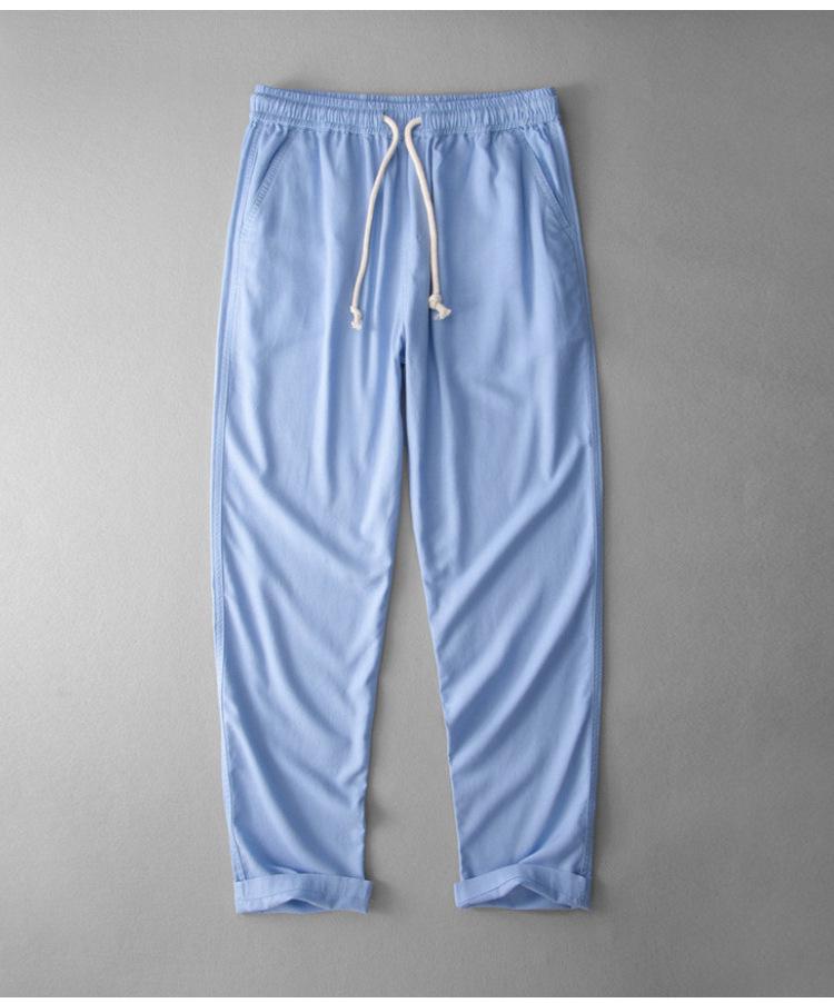 Men's Plus Size Cotton Linen Elastic Waist Trousers - Loose Straight Leg Summer Pants