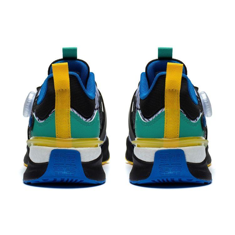 Li Ning Kids Lightweight Pattern Shock Absorption Support Casual Shoes Kids Sneakers Black White Green YKCT002-3