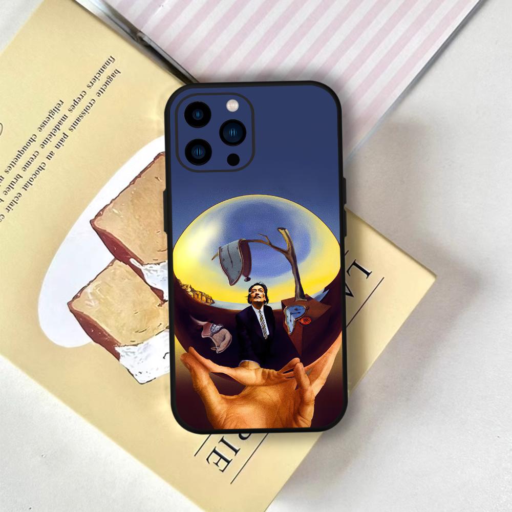 Salvador Dali Art Phone Case FUNDA For IPhone 12 11 13 14 15 16 Max Pro Plus Mini Soft Silicone Black Cover