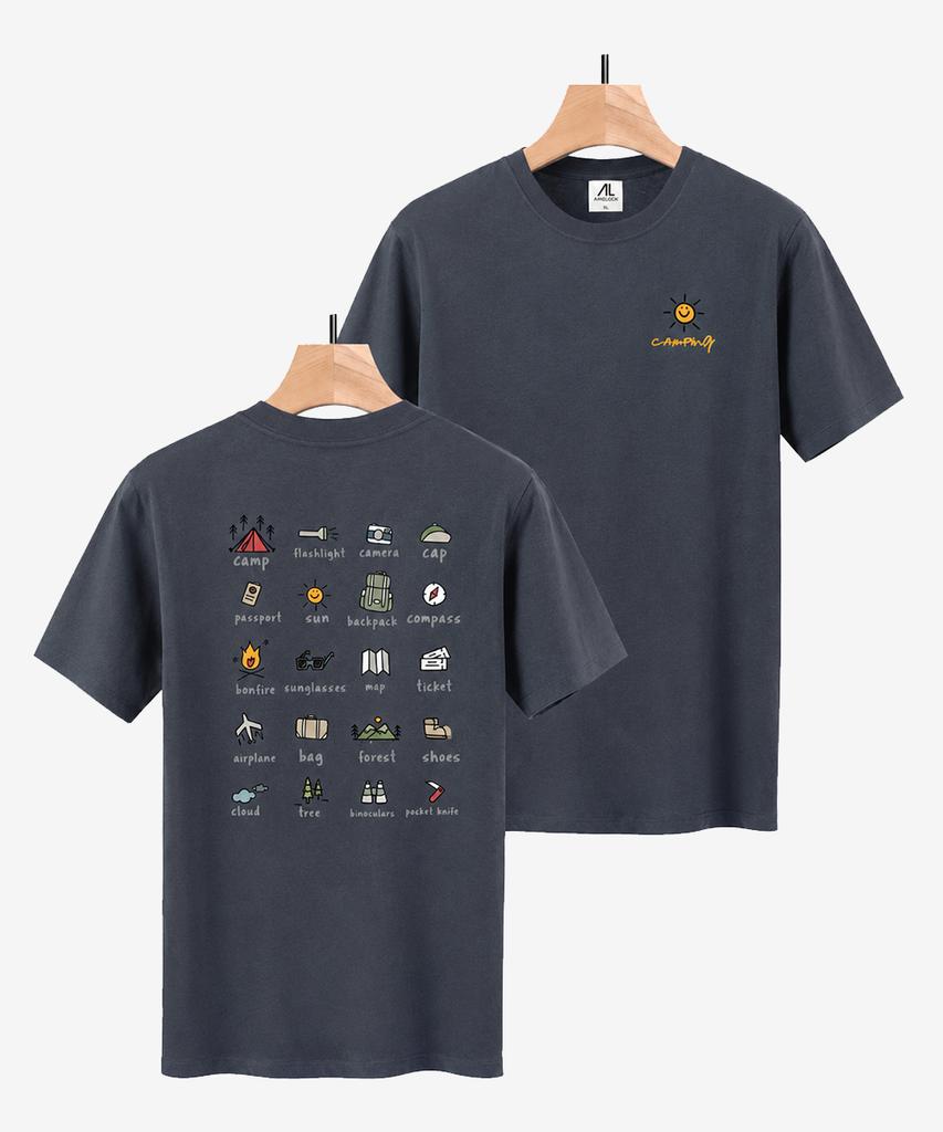 Embeullug Premium Cotton Spandex Round Short Sleeve T-Shirt For Camping Trip (5 Colors) (Type B)