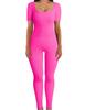 Women's Ribbed Square Neck Yoga Jumpsuit with Hip Lifting Slim Fit, Long/Short Sleeve