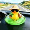 Plastic Cartoon Milk Tea Shop Little Yellow Duck Decor For Car Dashboard Display