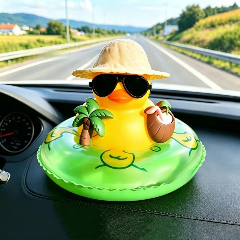 Plastic Cartoon Milk Tea Shop Little Yellow Duck Decor For Car Dashboard Display