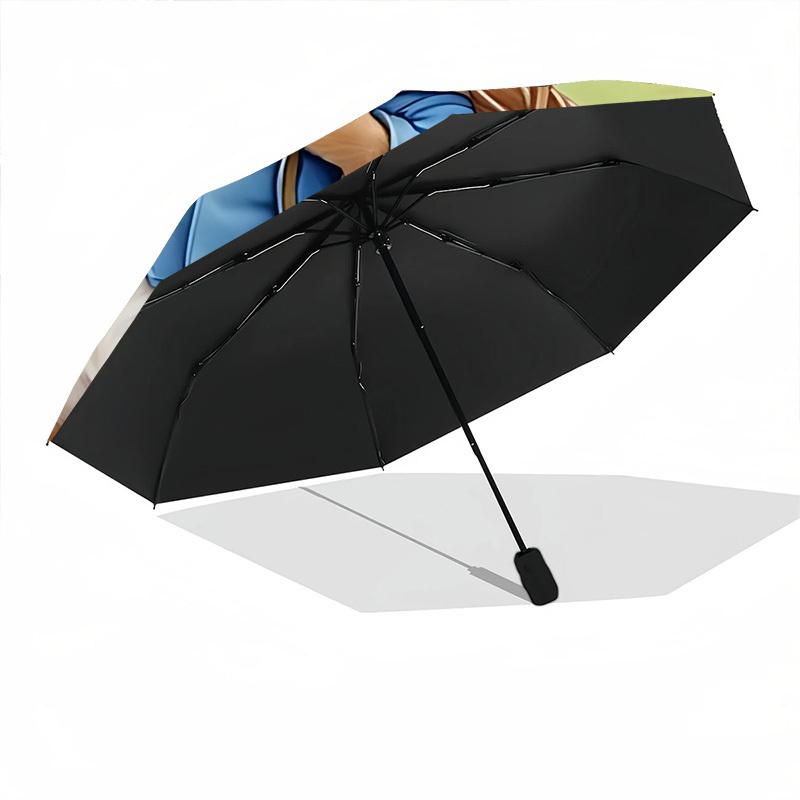 1pc Peter Rabbit Automatic Umbrella   8 Rib Portable Folding Black Iron Frame for Outdoor, Beach, Travel, Beach Umbrella 169