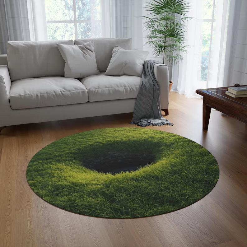 

Realistic Grass Pattern Rug Green Outdoor Inspired Carpet Washable Non Slip Modern Floor Mat Home Decoration 80cm x 80cm