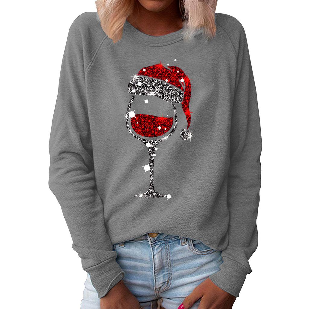 For Women Christmas Print Top Fashion Women's Oversized Clothes O-Neck Tops
