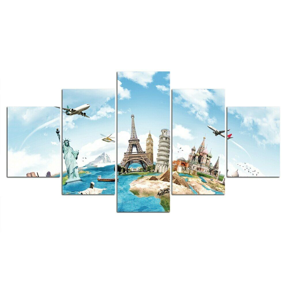 

5 шт. чудеса света достопримечательности 5 шт. холст настенное искусство HD печать декор комнаты современные фотографии картины плакат без рамки