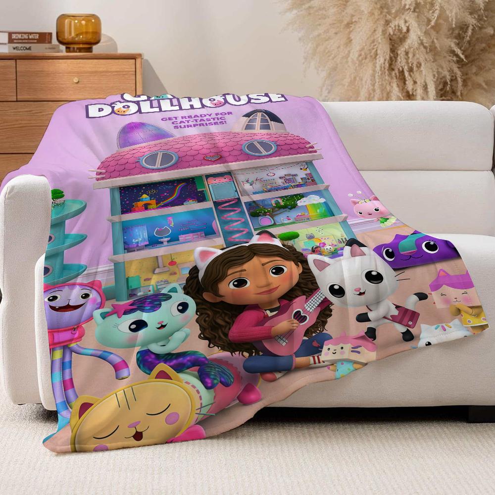Cartoon G Gabby's Dollhouse Blanket For Sofa Office Bed Plane Travel Sleep Read Relax Camping Soft And Warm