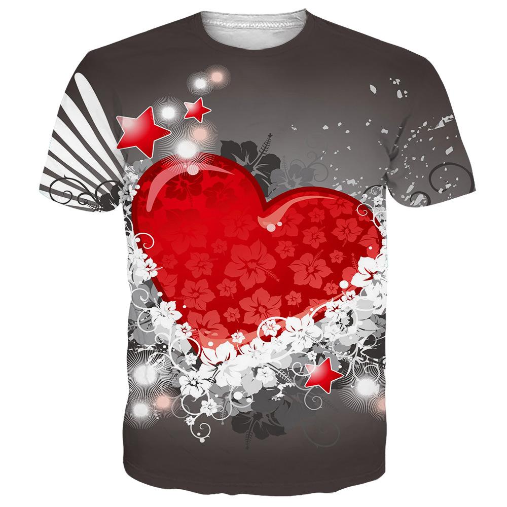 Tricou de vară pentru bărbați cu imprimeu digital 3D, Ziua Îndrăgostiților, cuplu, 3D, dragoste, casual