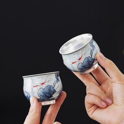 Haushalt Blaue und Weiße Keramik Teetasse für Männer und Frauen, Chinesisches Retro Kleine Kapazität High-End Teeset, Einzelne Tasse Meistertasse