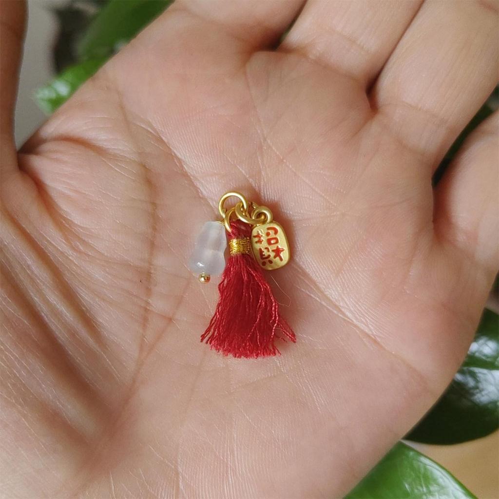 Jewelry Bracelet with Mini Wengwan Tassel, Hand-rubbed Cotton Thread, Handwoven with Small Drip Beads - DIY Necklace