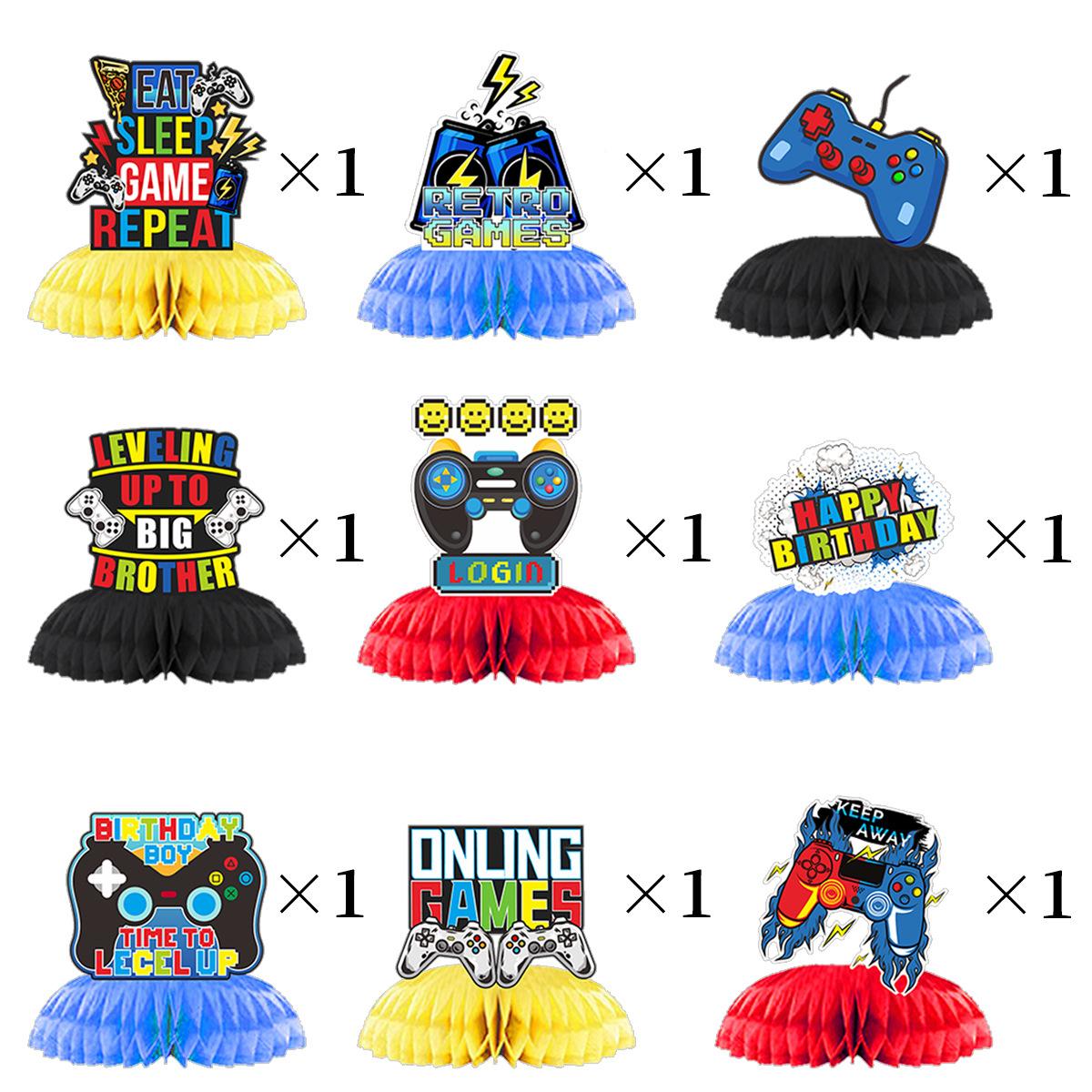 

Game Birthday Party Themed Tabletop Arrangement Honeycomb Ball Ornament Gamepad Game Ornament Blue game console honeycomb ornament