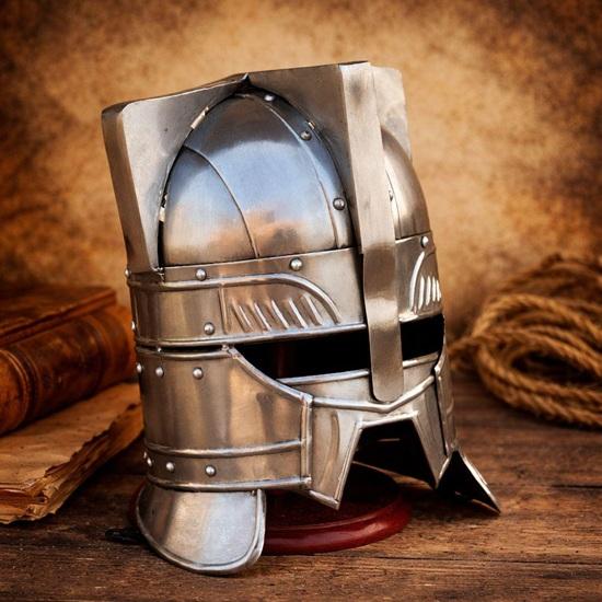 Mittelalterlicher Ritter Kreuzritterhelm Handgefertigter Stahl Rüstungshelm zur Dekoration, Cosplay Sammlergeschenk