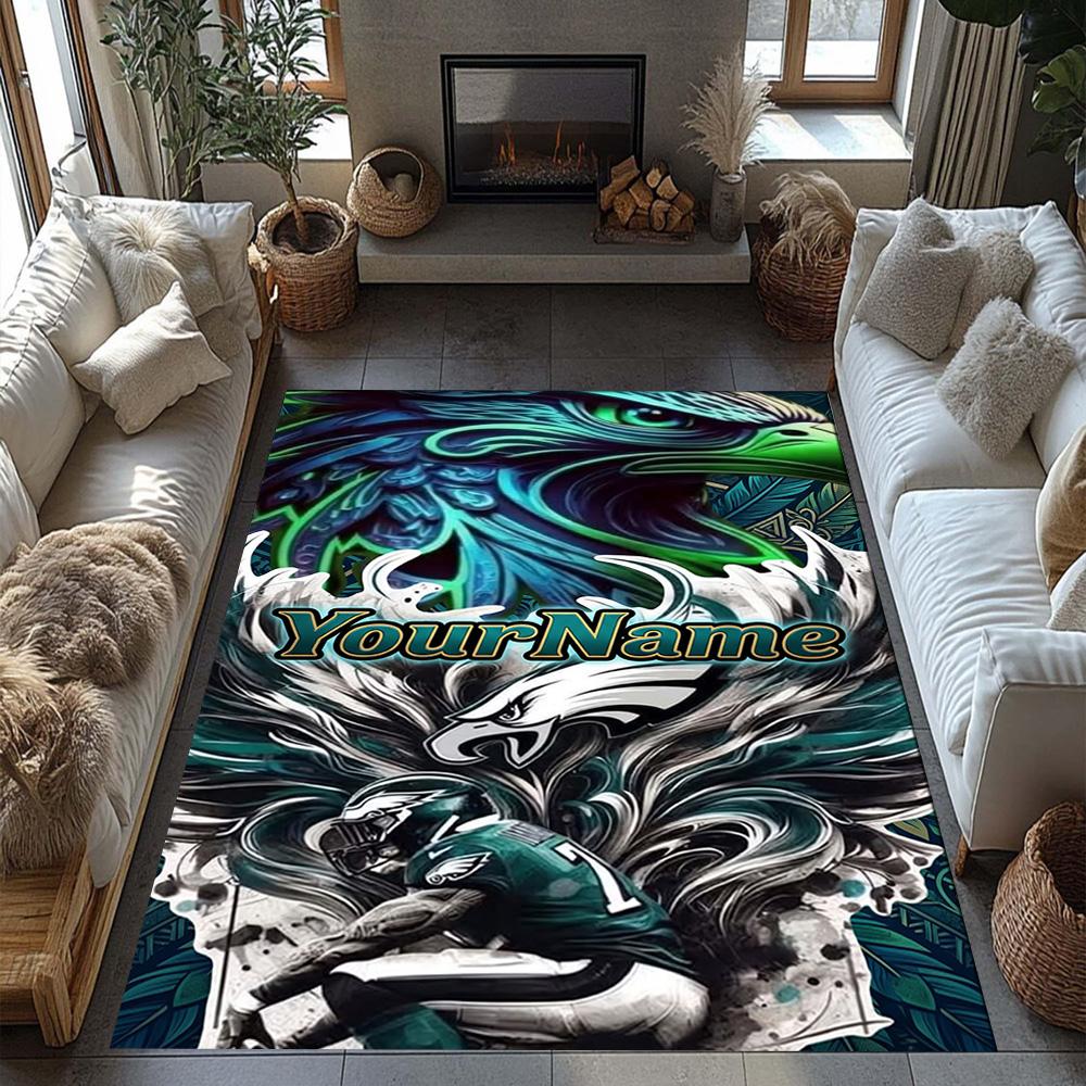Philadelphia Eagles Customized Name Carpet Design For Game Room Dormitory Dining Room Balcony Antislip Rug Anime Office Decor