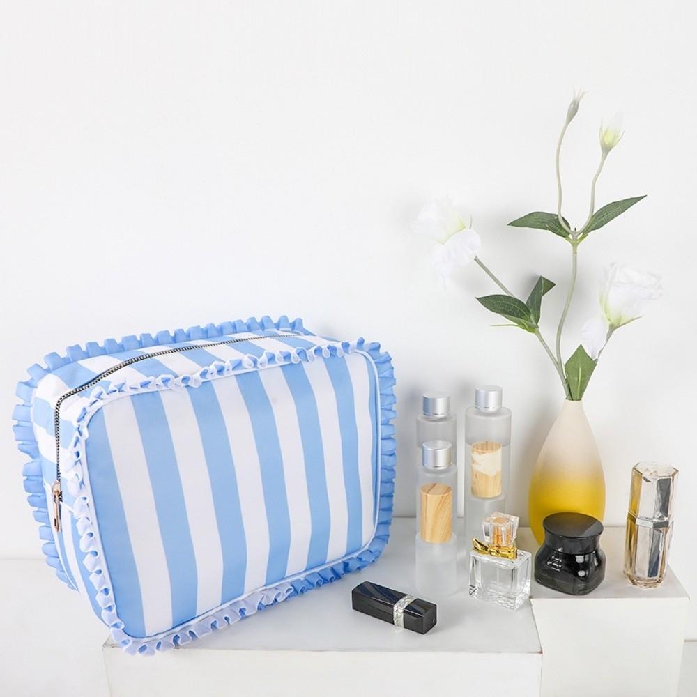 Large Ruffle Pouch Bag Multifunction Ruffle Cosmetic Bag  Toiletry Organizer