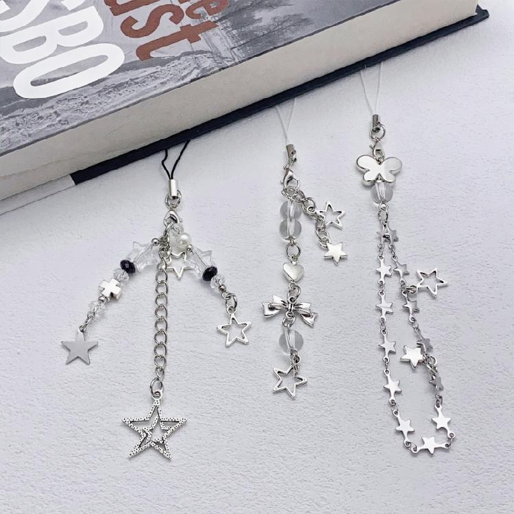 Set of 3 Fashionable Key Chain Butterfly Star Phone Lanyard Handmade Keychain Pendant Versatile Bag Jewelry for Girl