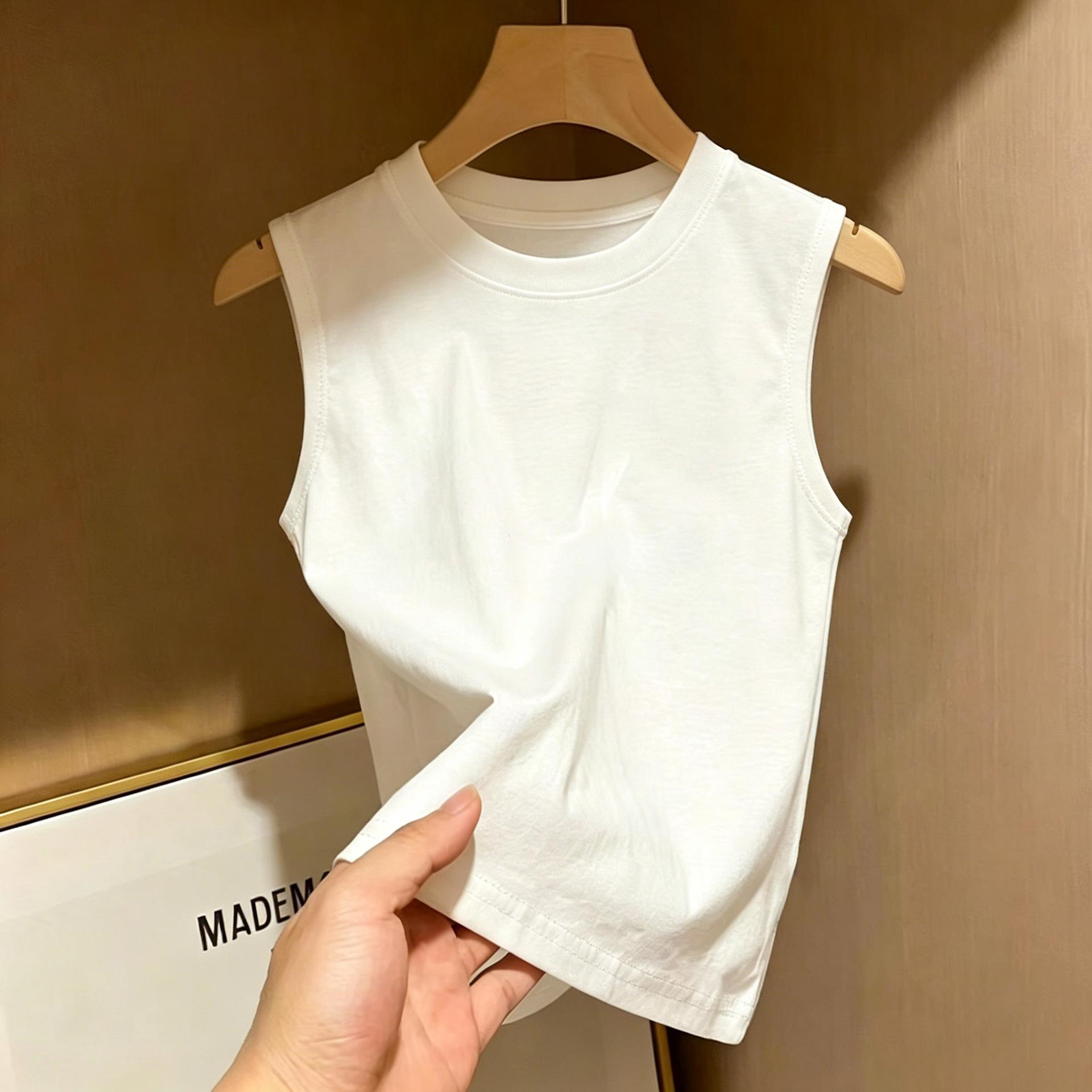 230G Pure Cotton Children S Solid Color Vest Sleeveless Vest Summer Boys And Girls Round Neck Cotton Children S T-Shirt 90cm