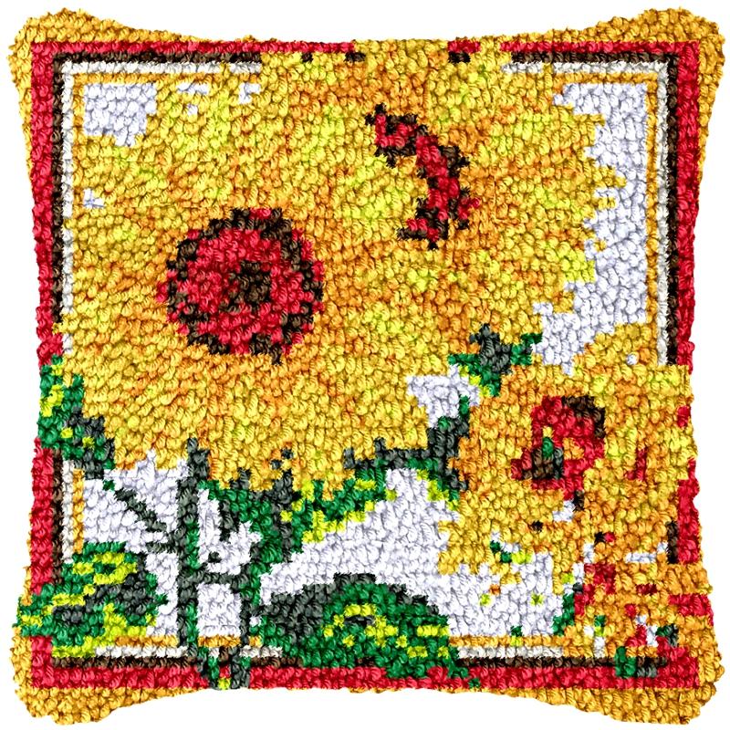Sunflower Latch Hook Pillow DIY Handmade Embroidery Kit For Kids & Knitted Embroidery For Home