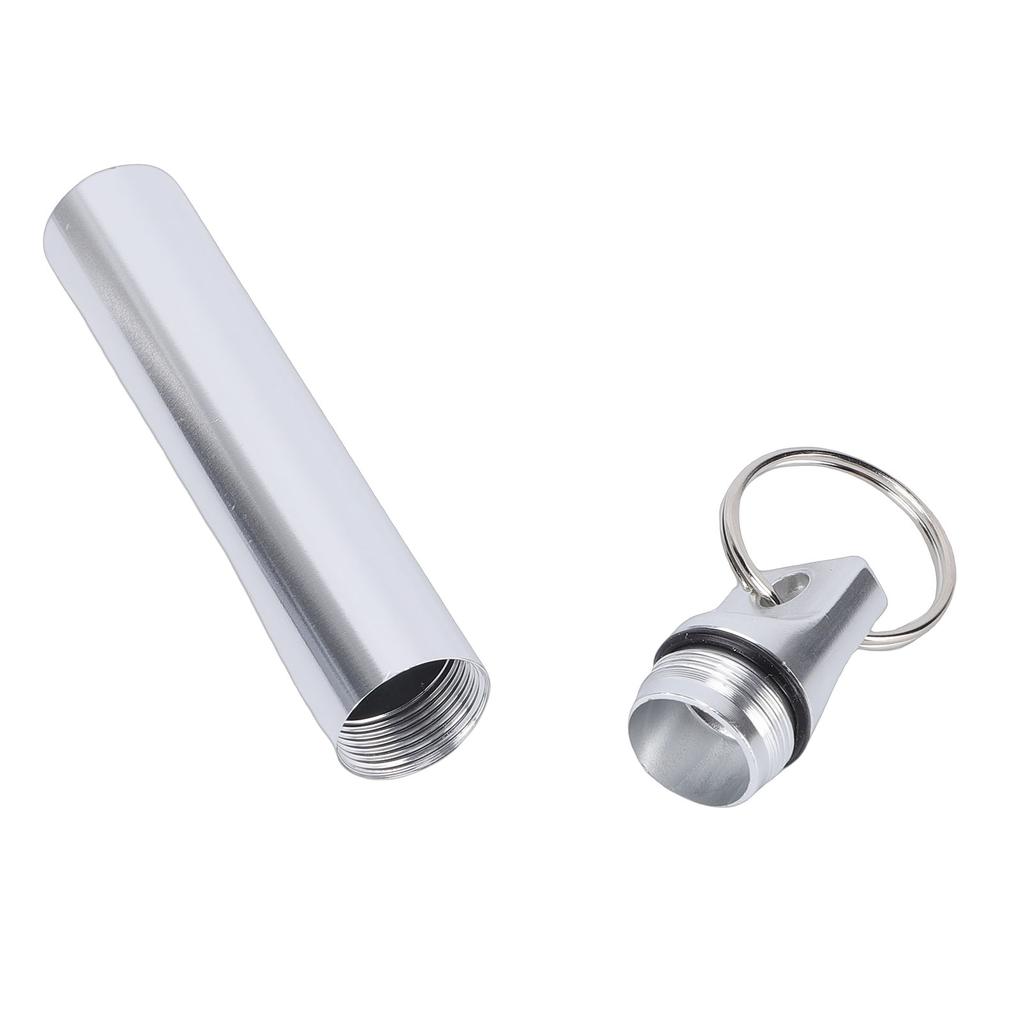 Metal Storage Tube Water Proof Aluminum Alloy Airtight Container with Whistle Cord for Travel Camping Exploration