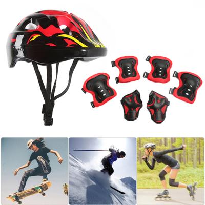 7PCS Breathable Protective Gear Set Kids Helmet Knee Wrist Elbow Pads for Skatboard