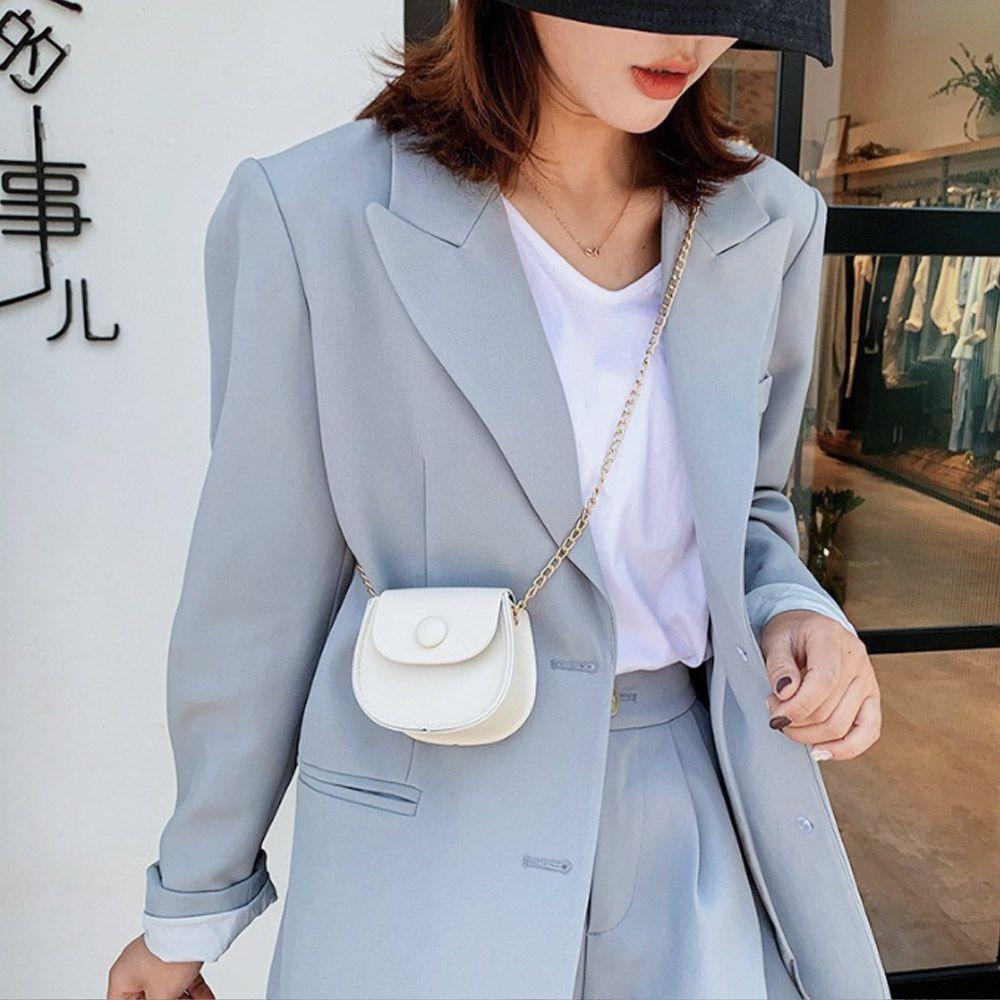 Women Mini Shoulder Bags Handbags Ladies Simple Versatile Chain Saddle Bag PU Leather Female Crossbody Messenger Bag