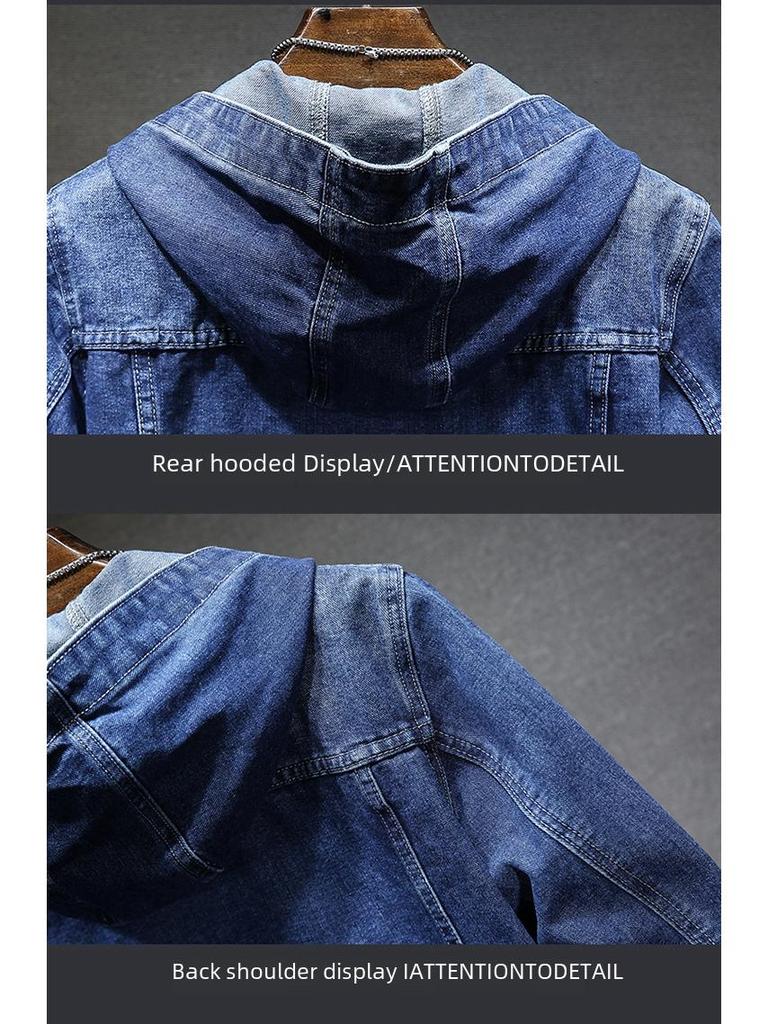 Kurtka dżinsowa męska z kapturem i wiatroszczelna 2024: Wiosenny trend uliczny
