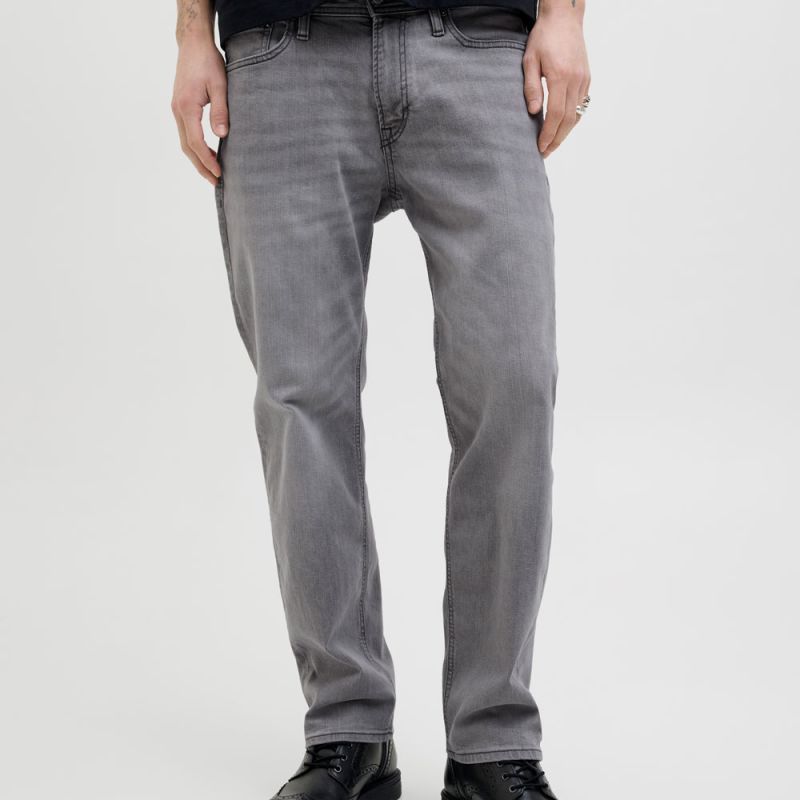 Zippered Jeans Grey Denim Clark Stretch Tapered Men JACK & JONES