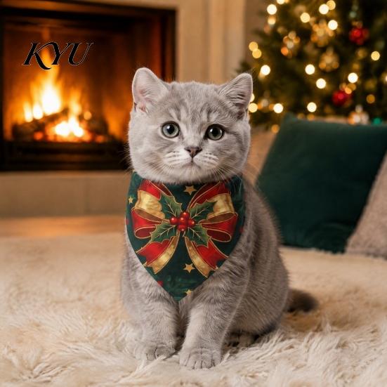 Cute Snowman Dog Accessories Christmas Bandana, Pet Triangular Scarf, Tree Patterns, Festive Apparel for Adjustable Bandana Bib Cats, Small