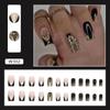 24Pcs Short Square False Nails with Jelly Adhesive Glitter Gradient Design Detachable Fake Fingernails Full Cover Press On Nails