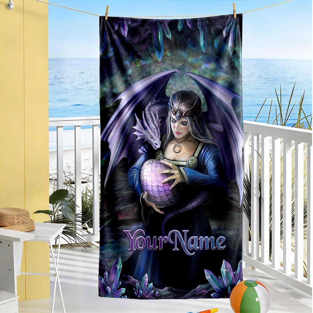 Gothic Illustrations Personalized Text Beach Towel Super Soft & Absorbent Suitable for Swimming Gym Camping Yoga Vacation