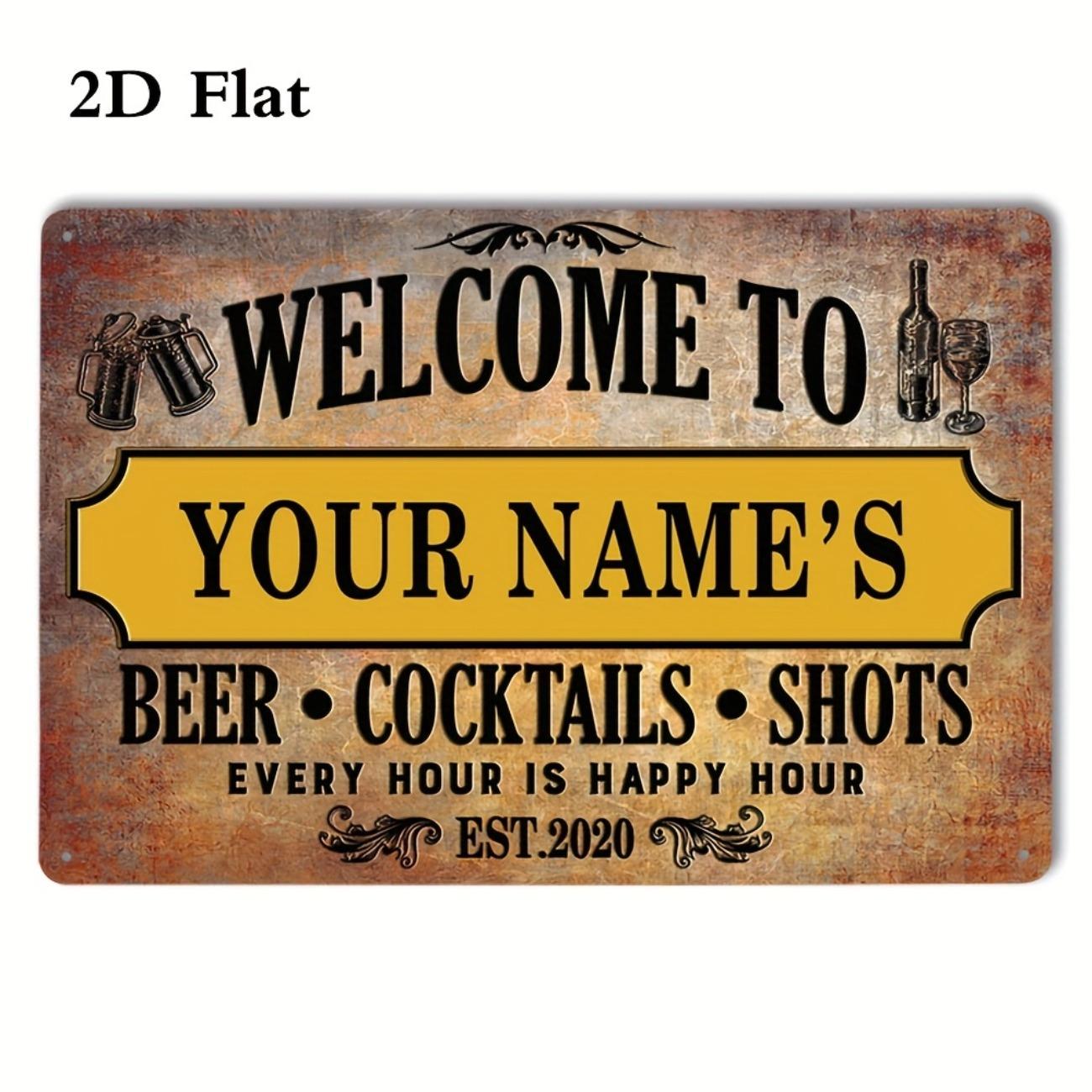 Custom Personalized Vintage Beer Cocktail Bar Metal Sign Wall Decor белый