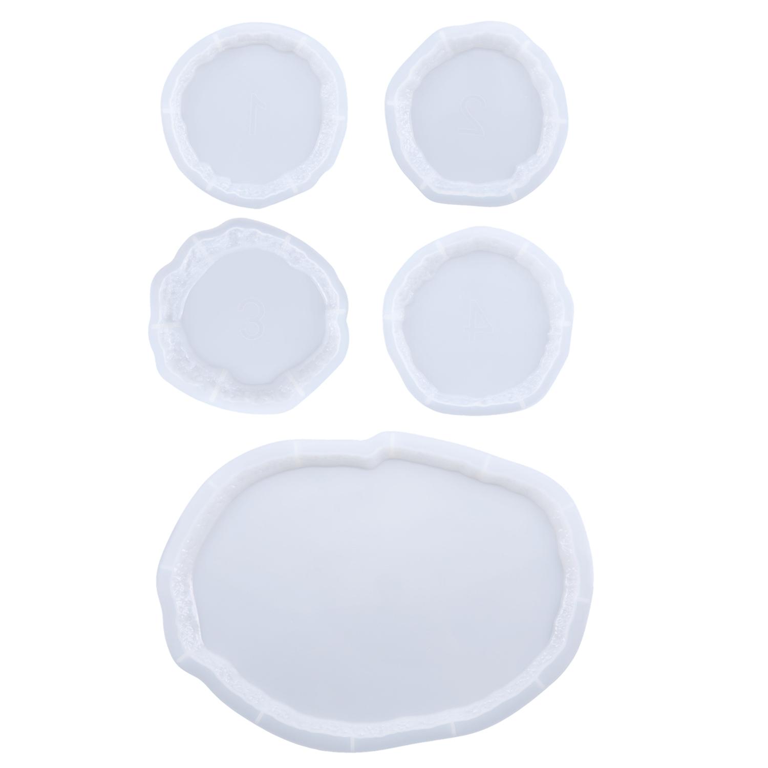 5Pcs Diy Crystal Large Small Tray Molds Irregular-shaped Epoxy Resin Mold Suitable for Home Decoration Table Wine Tray 1