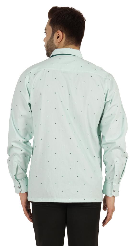 BestMan Printed Shirt For Mens Cotton Office Wear Long Sleeves Button Down Formal