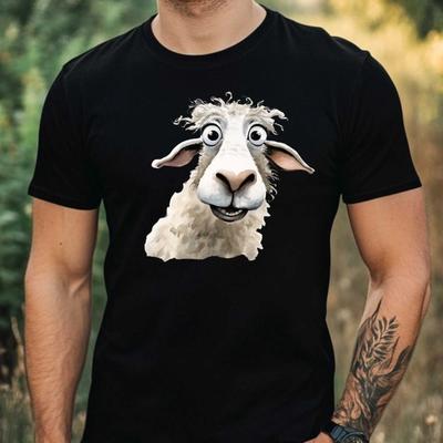 Mens Funny Sheep Face Motif Cotton T-Shirt Size XS To 5XL-