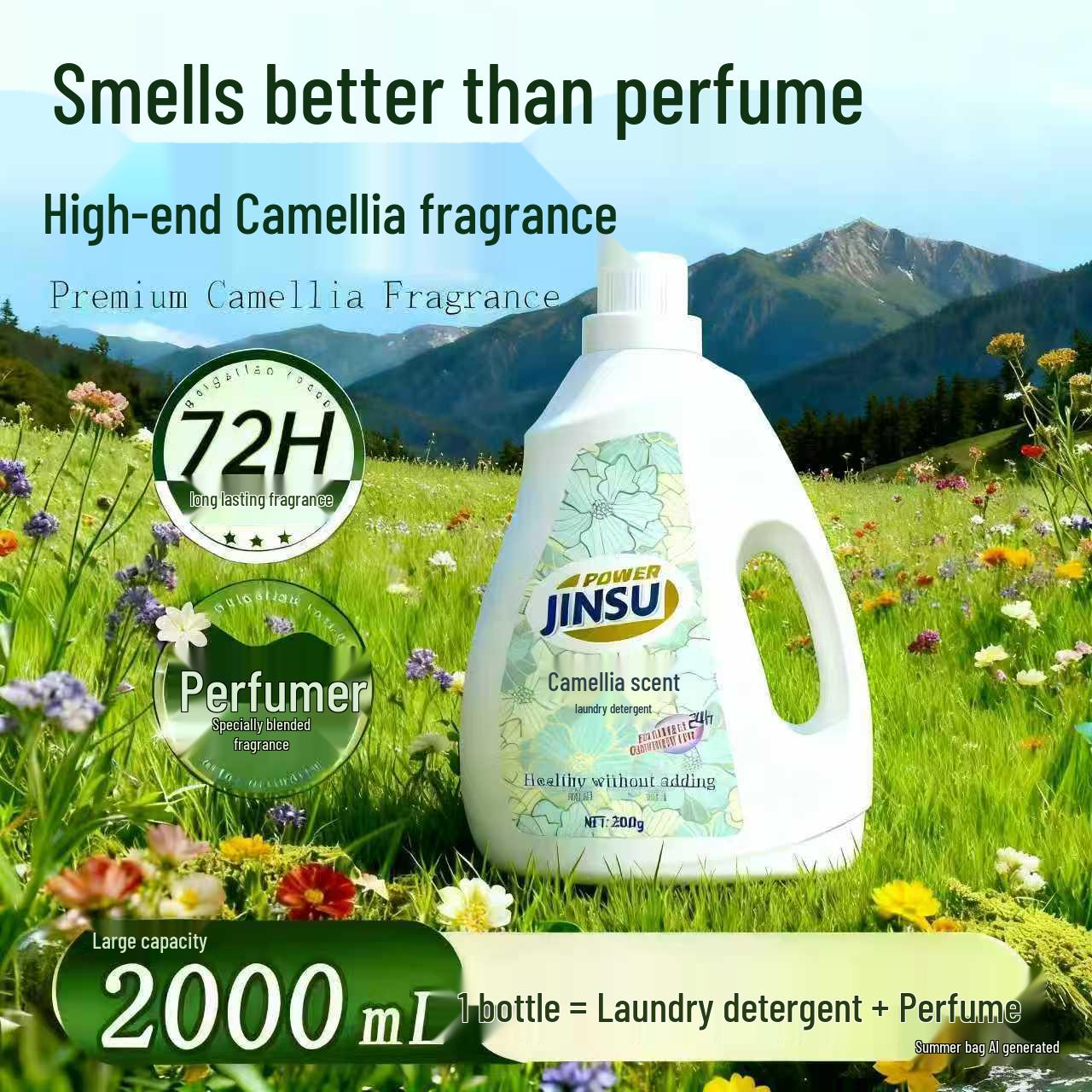 Golden Camellia Laundry Detergent Refill, 6 Jin - Long-Lasting Fragrance