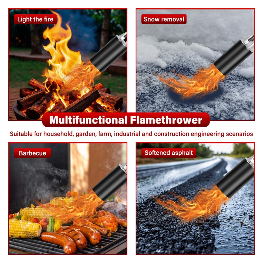 Propane Weed Torch with Self-Ignition 37.4inch Wand 10ft Hose Adjustable Flame for Weeding, Snow Melting, Roofing, Campfires