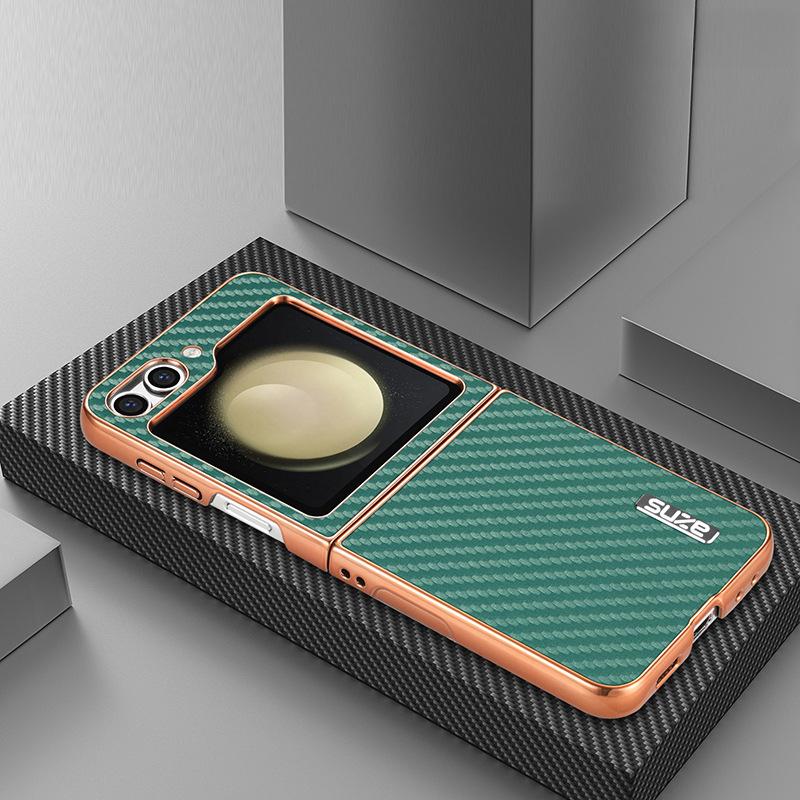 

Подходит для чехла для мобильного телефона Samsung Zflip6, рисунок из углеродного волокна, Flip5, полностью закрывающий, противоударный, гальваническое покрытие, Z4, складной, набор для деловых мужчин Samsung Galaxy Z Flip 3