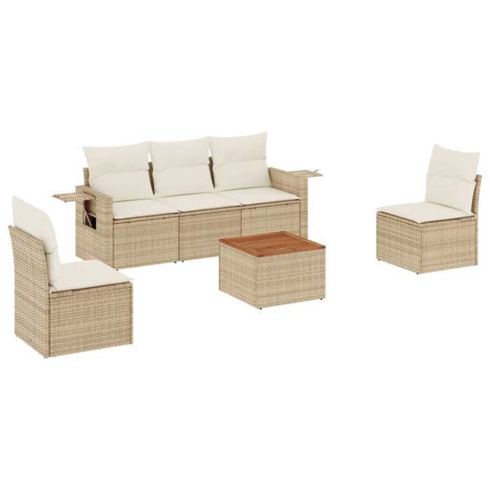 VidaXL Garden Lounge Set with Cushions 6 Pcs, Patio Sofas, Patio Furniture Set, Outdoor Furniture, Beige 3256835