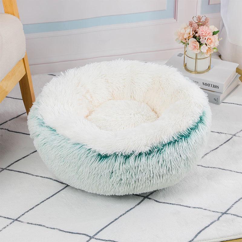 Winter Plush Two-color Doghouse Round Cat Nest Sleeping Comfort Pet Nest Plush Non-slip Nest