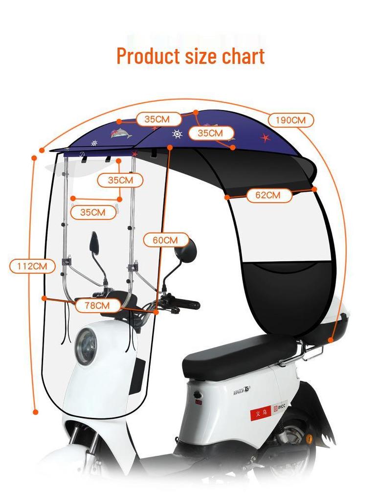 Thickened Electric Bicycle & Motorcycle Sunshade Rainproof Canopy