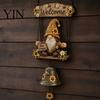 Farmhouse Doorbell Decoration Rustic Garden Gnome Bell, Large Gnomes Welcome Hanging Doorbell, Charming Dinner Bell For Porch Decor for Front